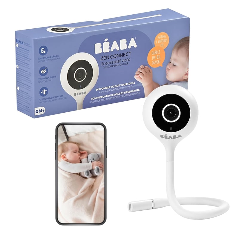 BÉABA Zen Connect Bébiőr - 1080p Full HD Kamera - Mobilhálózat és WiFi - Kétirányú Kommunikáció - Altatódalok - Fehér