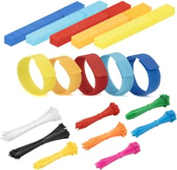 XINGO 50 Színes Újrahasználható Kábelkötegelő + 800 Nylon Kábelrögzítő, Állítható Tépőzáras Kábelrendező TV, Számítógép és Íróasztal Kábelei 1