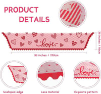 Piros csipkés kandallófutó Valentin-napra (50x230 cm) - Újracsomagolt 3