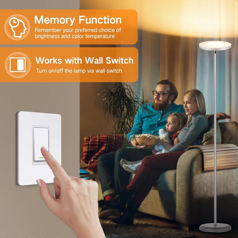 OUTON Okos LED Állólámpa 30W 3000lm - WiFi Szabályozható, Alexa és Google Asszisztens Kompatibilis, Távirányítós, Applikációval Vezérelhető 