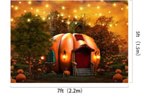 Kate Halloween Háttér 2,2x1,5m - Boszorkányos Tökház Mintás Mikroszálas Fotóháttér Gyerekfotózáshoz, Halloweeni Dekorációhoz, Bulikhoz 3
