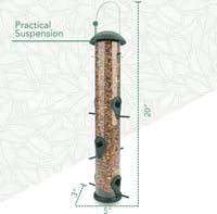 Wildlife Friend Madáretető 40 cm Zöld - 6 Leszállóhellyel, Műanyag Magadagoló Oszlop Vadmadaraknak, Esővédő Tetővel, Erkélyre és Kertbe 2