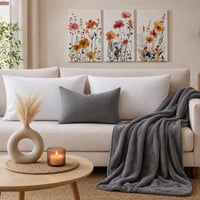 Pachet decor living: 2x husă bambus + husă pernă + pled + vază + tablou 1