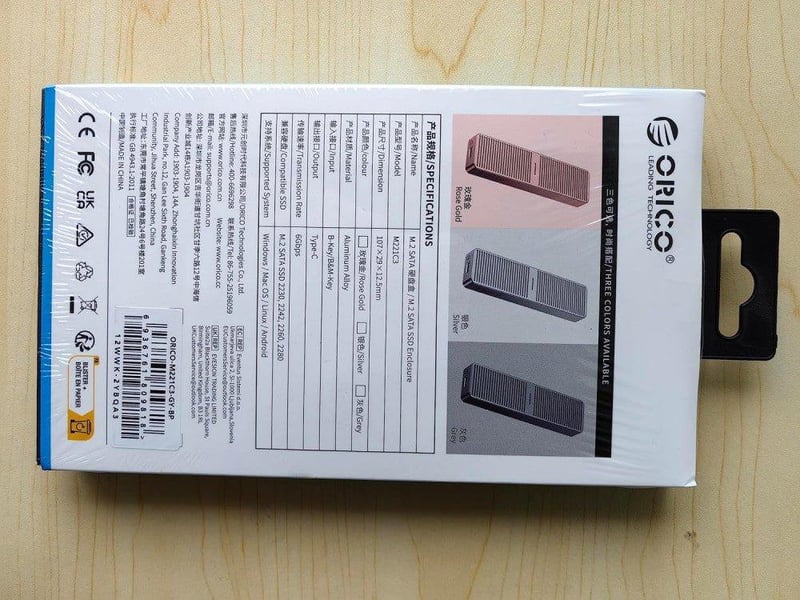 ORICO M.2 SATA SSD Ház USB-C Csatlakozóval, Alumínium, 6Gbps Sebesség