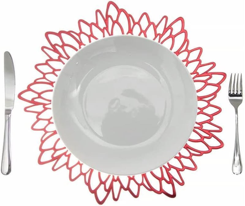 Piros Kerek Hőálló Mosható Asztali Alátét 38cm 4db-os Szett