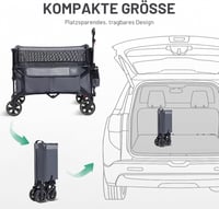 TIMBER RIDGE XXXL Összecsukható Kerti Kézikocsi 225L - Fékezhető Szállítókocsi Állítható Kapacitással, Állítható Fogantyúval, Oldalsó Zsebbel, T 8