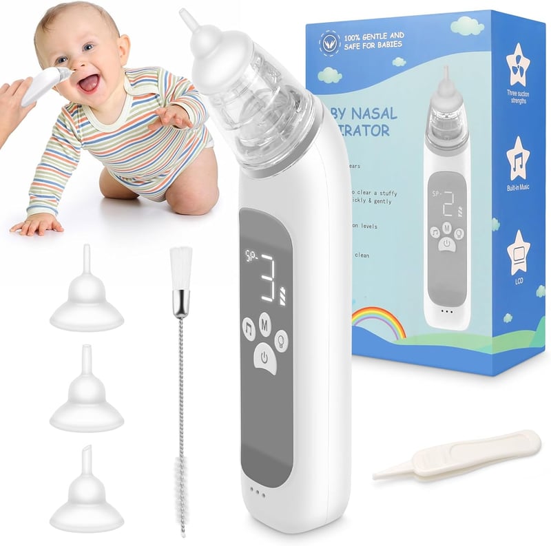 Elektromos orrszívó babáknak - 3 szilikon fej, állítható szívóerő, zenével és fénnyel