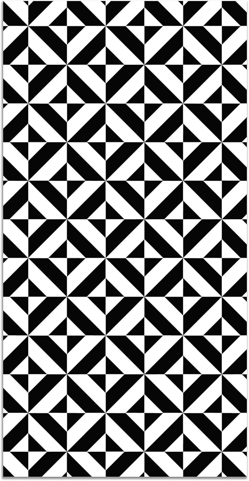 Panorama Fekete Geometrikus Vinyl Szőnyeg 80x150 cm - Mosható, Csúszásmentes Konyhai Szőnyeg, Spanyol Gyártmány