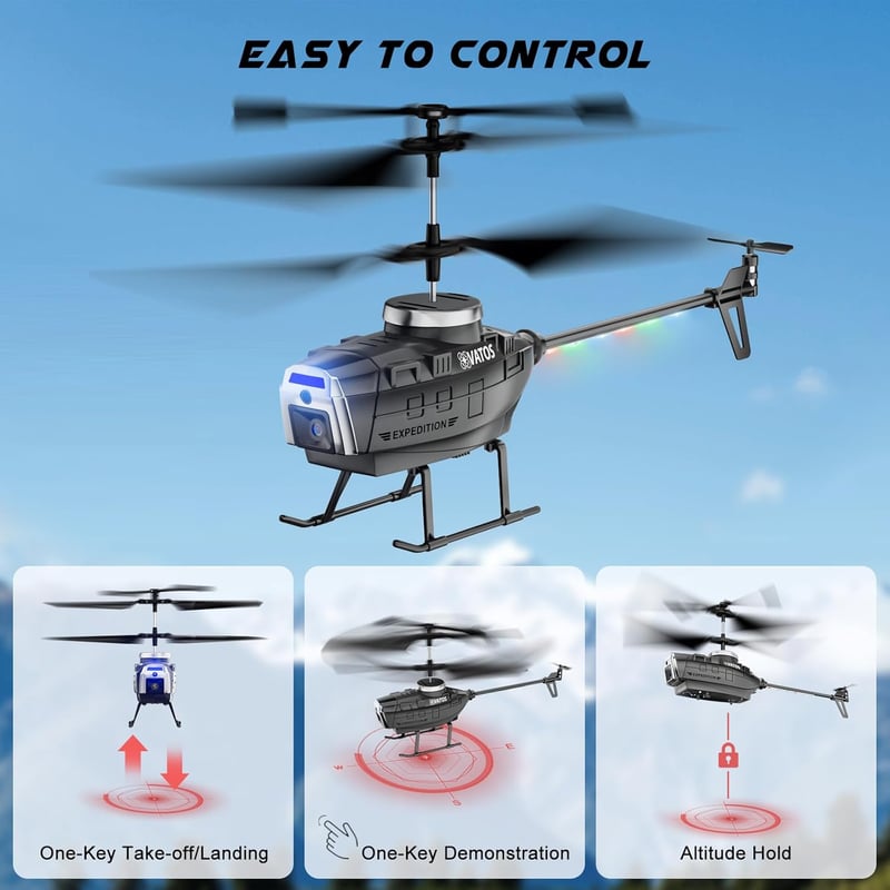 VATOS RC helikopter kamerával, akadályérzékelővel és LED-fényekkel - WiFi FPV élő videó