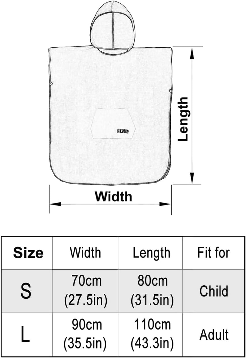 FLYILY Kapucnis Törölköző Poncsó Mikroszálas Anyagból - Könnyű Strandtörölköző Zsebbel Felnőtteknek, Úszáshoz, Szörfözéshez (Fekete, Nagy Mé