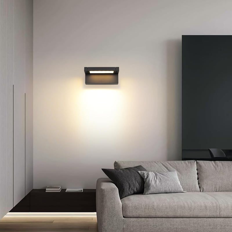 KUKAK Kültéri-Beltéri LED Fali Lámpa 22W - IP65 Vízálló, 3000K Meleg Fehér, 350° Forgatható Panel, Alumínium, Fekete, Kerthez, Teraszhoz