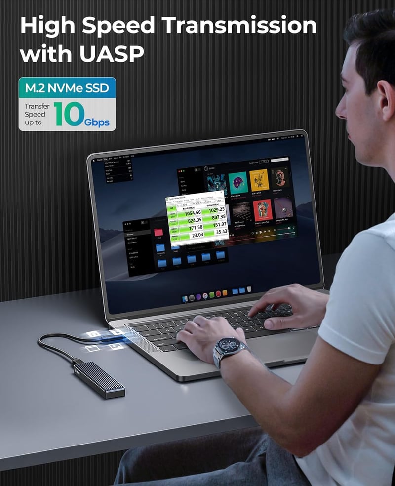 ORICO M.2 NVMe SSD külső ház USB-C 10Gbps, PCIe kompatibilis, 2230-2280 méretekhez