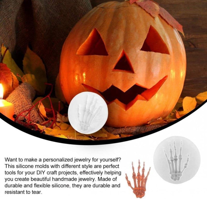 Boszorkányos Halloween Gyantaöntő Szilikon Forma Szett 6db - Koponya, Pók, Tök