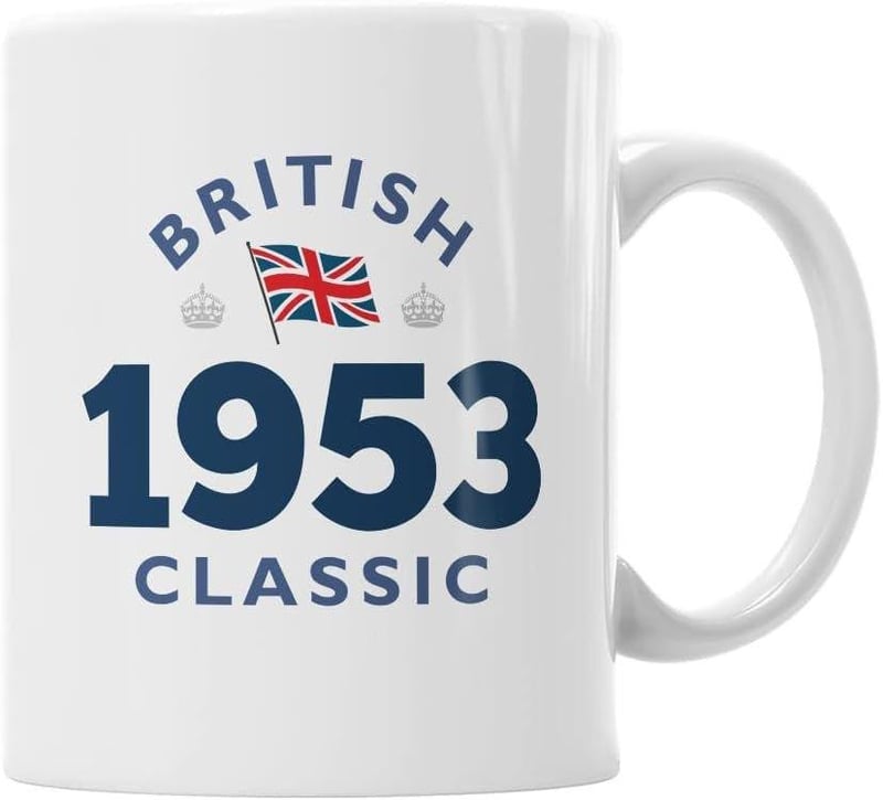 Retro "British 1953 Classic" feliratú bögre - Mainly Mugs nosztalgia kollekció
