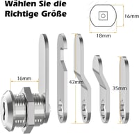 VOCIBO® 16mm-es Postaláda Zár 5 Cserélhető Zárlemezzel, Többcélú Bútorzár 2