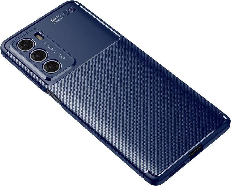 Motorola G200 5G szénkék tok - Szénszálas, ütésálló védőtok