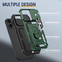 iPhone 14 Pro Katonai Zöld Mágneses Gyűrűs Tok Kameravédővel 3
