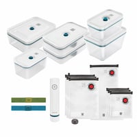 ZWILLING Fresh & Save vákuová štartovacia sada – Sklenené dózy na potraviny a vákuové vrecká s pumpou, farba La Mer Blue (čiastočná súprava – 11-dielna súprava) 2