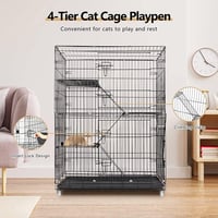 ybaymy Összecsukható Macskaketrec 4 Szintes - 90x55x125 cm Fém Ketrec 1-3 Macskának, 360° Forgatható Kerekekkel, Rámpával, Bel- és Kültéri 8