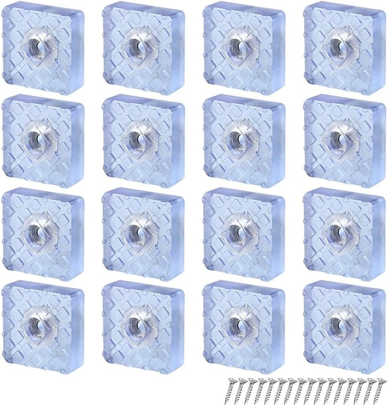 GZGXKJ 16 db Átlátszó Szilikon Bútorlábvédő Csúszásgátló Párna Csavarokkal (30x30x10mm)