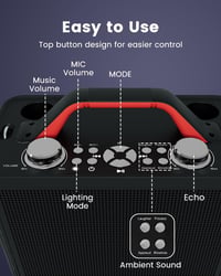 ALPOWL K06 Hordozható Karaoke Gép 2 Mikrofonnal - Dinamikus Fényekkel, TF/USB/AUX/TWS Támogatással, Gyerekeknek és Felnőtteknek Partikra 6