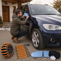 Zimný balíček pre BMW X5: 1x ľavé zrkadlo + 10x snehové reťaze 165–265 mm 1