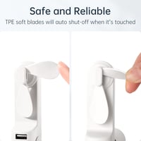 JISULIFE Összecsukható Kézi Ventilátor USB-s Töltéssel, Powerbank és LED Lámpa Funkcióval - Fehér 2
