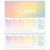 Calendar de birou săptămânal Häfft Trendstuff Rainbow, nedatat, orizontal — defect, funcționează parțial: ruptură pe partea din spate (stare: vezi imaginea 2) 1