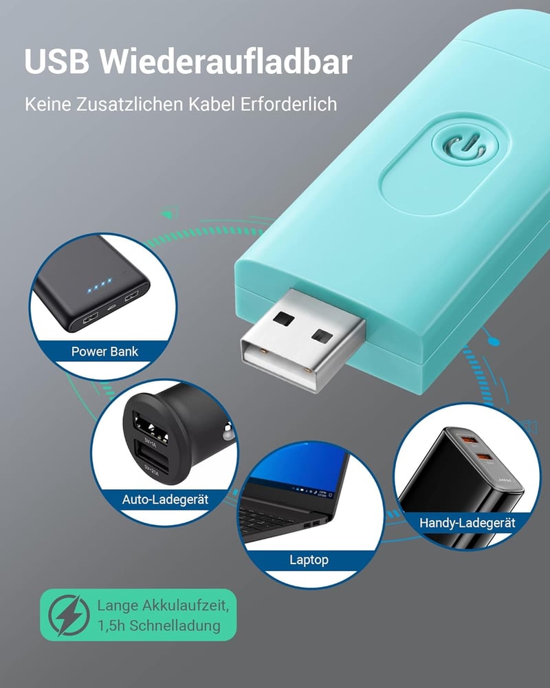 DEWENWILS Olvasólámpa Csipesszel - USB Tölthető Könyvlámpa 2 Fényerőszinttel, Meleg Fehér Fény, Állítható, Könnyű Hordozható Olvasófény Gyer