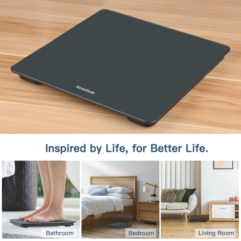 Homebuds Digitális Fürdőszobai Mérleg - Precíziós Technológiával, LED Kijelzővel, Automata Be/Ki Kapcsolással, 180kg Teherbírással, Elegáns 