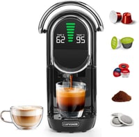 CAPXSNOB Magician1 Mini 5 az 1-ben Kávéfőző - Nespresso, Dolce Gusto, Lavazza Kompatibilis, 20 Bar, LED Kijelző, 7 Vízszint, Kompakt Kapszul - Black 1