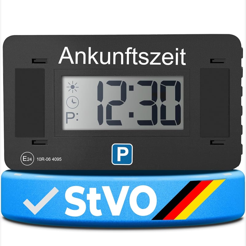 Parkwächter V2 Elektronikus Parkolótárcsa Autóhoz - Automatikus Digitális Parkolóóra Jóváhagyással - Elemmel Működő Fekete Parkolási Asszisz