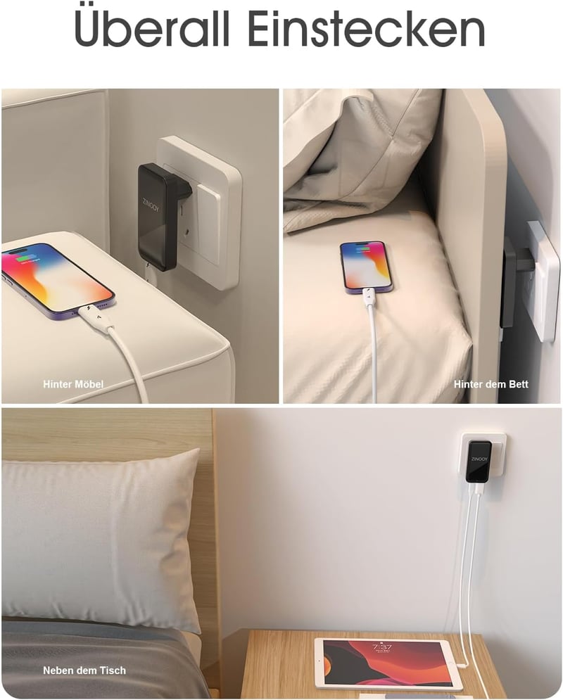 Zinooy 35W USB C Töltő, Lapos Fali Adapter iPhone 11/12/13/15 Pro Max és Samsung Galaxy Készülékekhez, Ultravékony PD Gyorstöltő