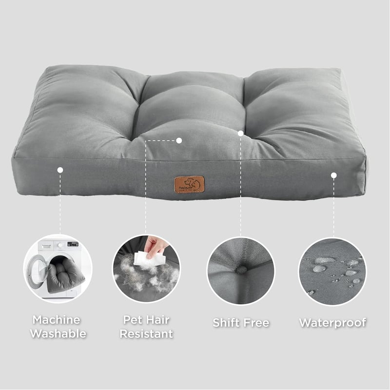 Bedsure XXL Vízálló Szürke Kutyaágy - Mosható Párnázott Matrac