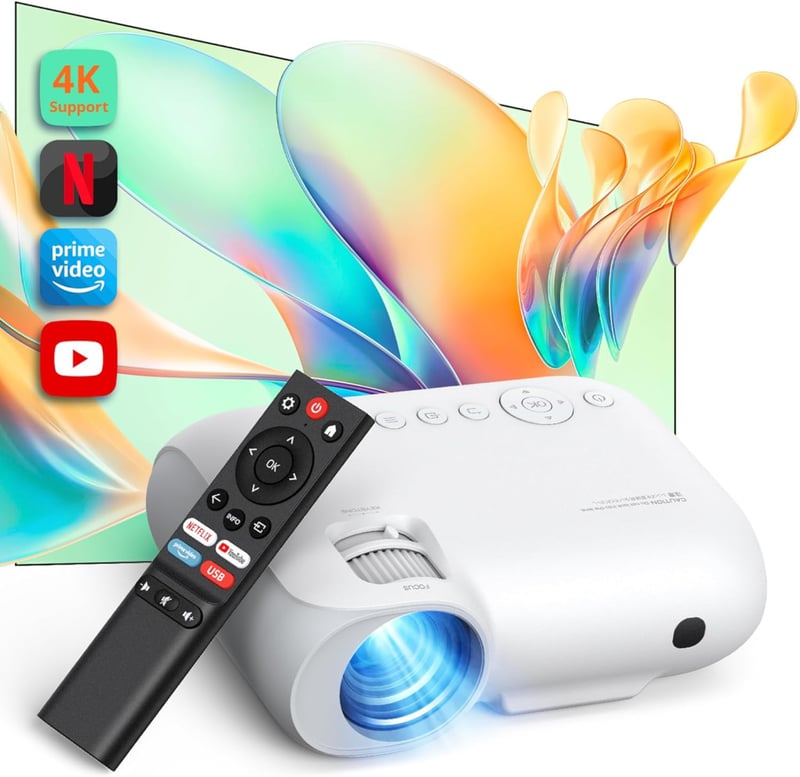 YOTON Y9 4K Projektor Netflix/Dolby Támogatással - 20000 Lumen Full HD 1080P Natív Felbontás, WiFi, Bluetooth 5.2, Otthoni Mozi, Telefon, TV