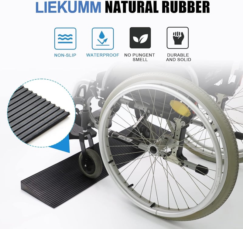 Gumírozott kerekesszék rámpa 90 cm, csúszásmentes, 500 kg teherbírású LIEKUMM küszöbáthidaló