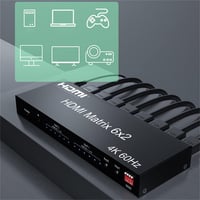 XYKJOBC 4K 60Hz 6x2 HDMI Mátrix Elosztó - PC és TV Kettős Monitoros Rendszerhez 3