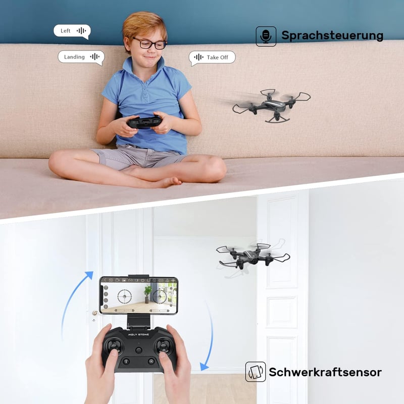 Holy Stone HS340 Mini Drón 720P HD Kamerával, Élő Közvetítéssel, 2 Akkumulátorral, Hosszú Repülési Idővel, Kézi Irányítással, Kezdőknek