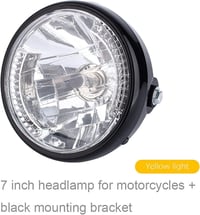 Univerzális 7" sárga LED motorkerékpár fényszóró fekete tartóval, 12V 4