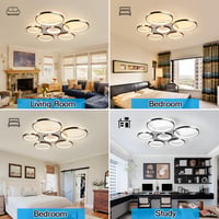 YYUTLUO Modern LED Mennyezeti Lámpa 110cm - Fekete Többkörös Csillár 120W Fokozatmentesen Szabályozható 3000-6000K Fém-Akril Lámpatest 3