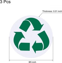 Újrahasznosítási matrica szemetesre - 3 db, 12,7 cm, zöld-fehér, szelektív gyűjtéshez 2