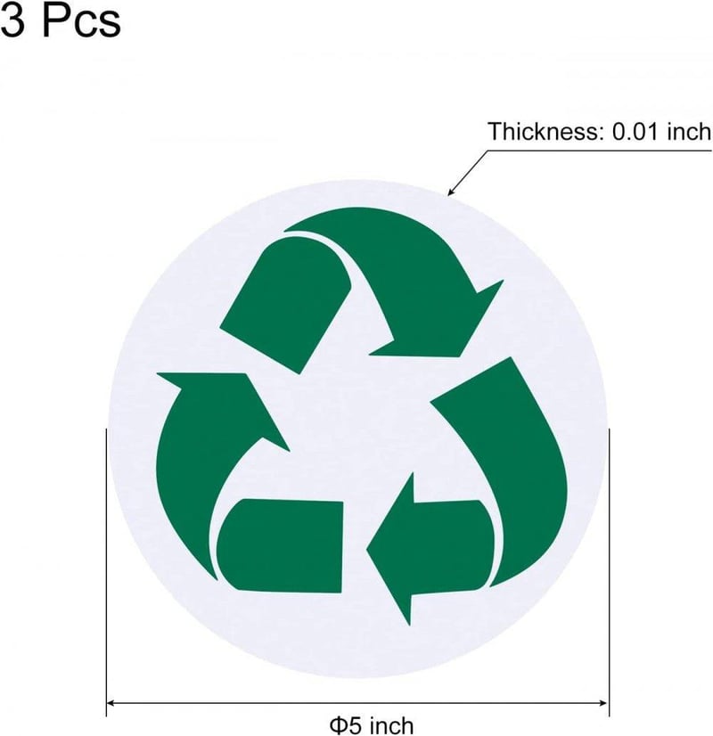 Újrahasznosítási matrica szemetesre - 3 db, 12,7 cm, zöld-fehér, szelektív gyűjtéshez