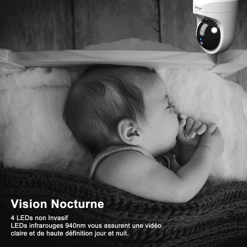 Wansview 2K WiFi beltéri biztonsági kamera Alexa-kompatibilis, babaőrző funkcióval