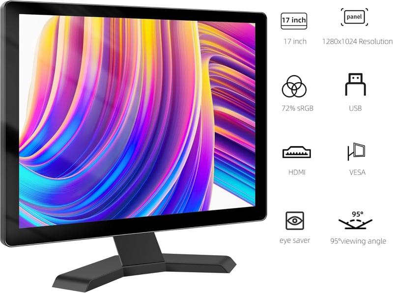 Thinlerain 17" Érintőképernyős Monitor - 10-pontos Kapacitív Érintés, 4:3 HD 1280x1024 Felbontás, HDMI/USB, VESA, Beépített Hangszórók, Win1