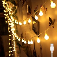 Bigzom USB Gömb Fényfüzér 7m 40 LED Meleg Fehér IP65 Vízálló Beltéri Dekoráció Hálószobába Nappaliba Esküvőre Karácsonyra - 7M-Lichterkette USB 1