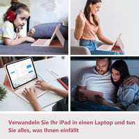 TQQ iPad A16 11/10 Generációs Védőtok Levehető Bluetooth Billentyűzettel - QWERTZ Német Kiosztás, Mágneses Csatlakozás, Hosszú Üzemidő 7