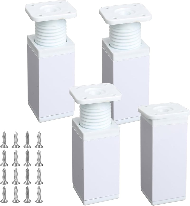 Luabue Állítható Bútorlábak - 10 cm Fehér Alumínium Négyzet Alakú Talp Asztalokhoz, Szekrényekhez, Kanapékhoz, Ágyakhoz - Modern Bútorláb Sz - 10CM