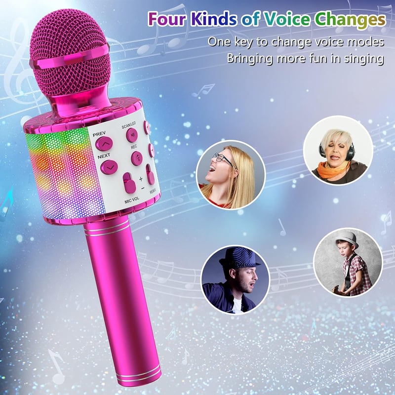 Wowstar LED-es Bluetooth Karaoke Mikrofon Hangszóróval - Lila