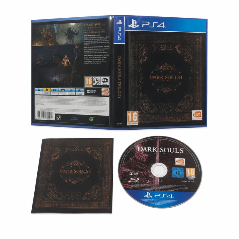 Joc Bandai Namco Dark Souls Trilogy pentru PS4 - Trilogia completă de acțiune RPG, produs outlet desfăcut, cu manual în limba germană