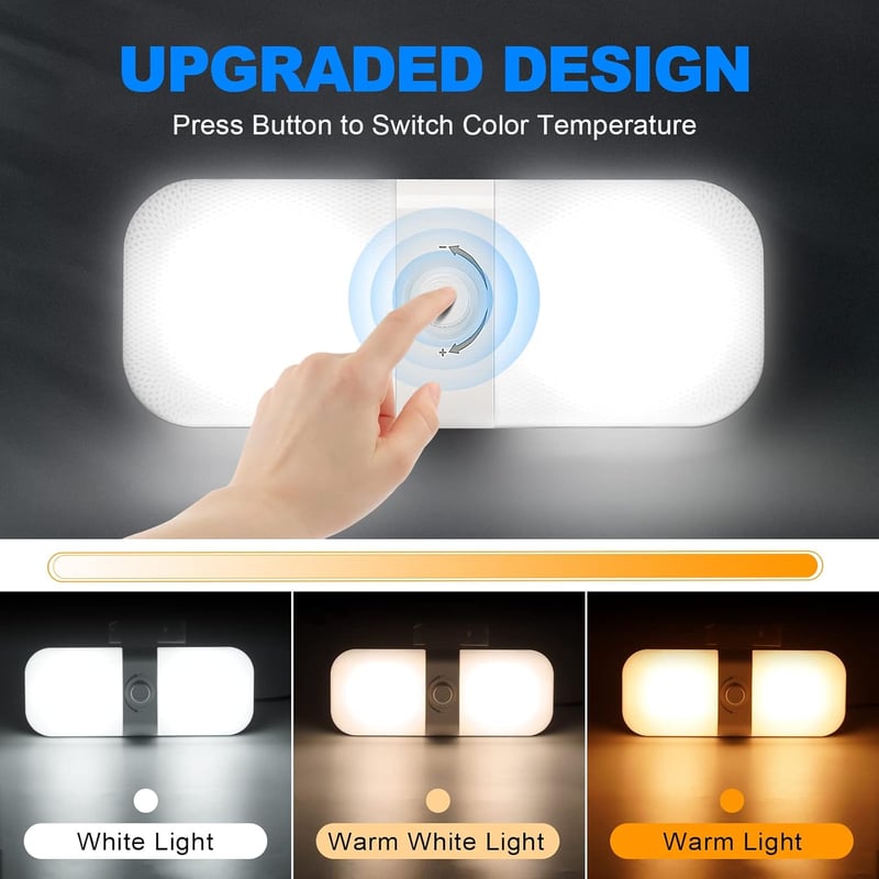 SUPAREE 12V-os LED lámpa lakóautóba, 3 színhőmérséklettel, szabályozható - Plastic
